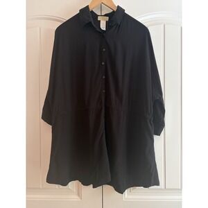 L*Space NWT Black Pacifica Button Down Cinch Waist Tunic Dress Cover Up Sz XS/S